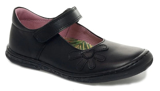 Petasil Donna Black Leather Girls School Shoes